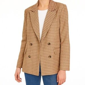 JNSQ Plaid Double-Breasted Women's Blazer Size 2